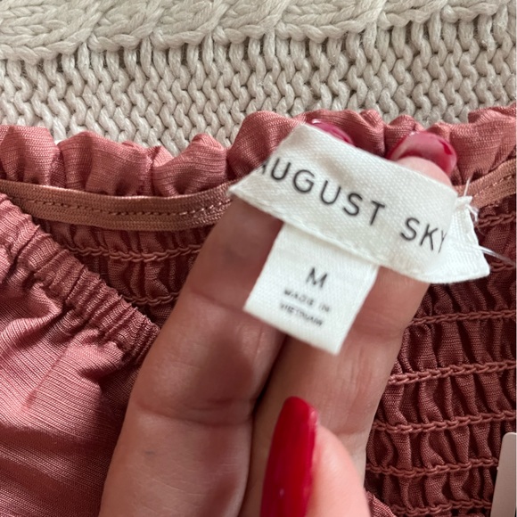 August Sky Dark Blush Puffy Sleeve Stretchy Maxi Dress Women’s size medium - Picture 12 of 15